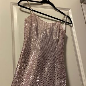 Sparkly bodycon long dress dusty lavender color